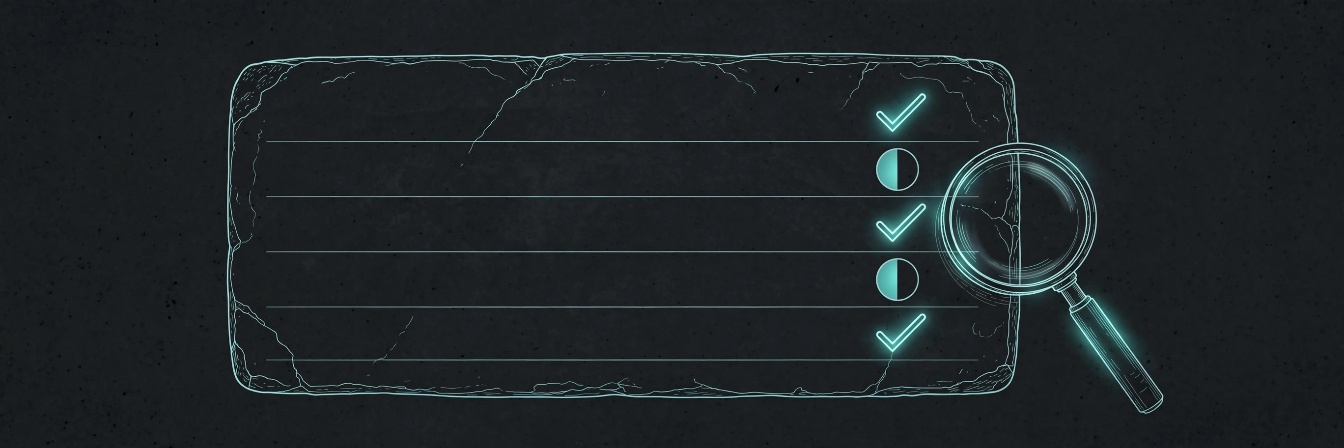 Stone scorecard tablet with graded rows in teal line art